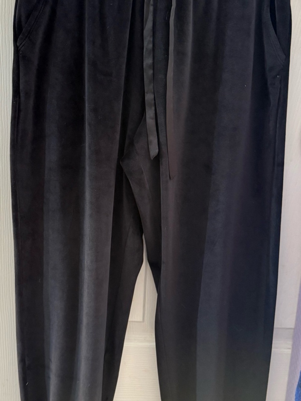 Victoria's Secret Black Velour Jogger Pants with Drawstring